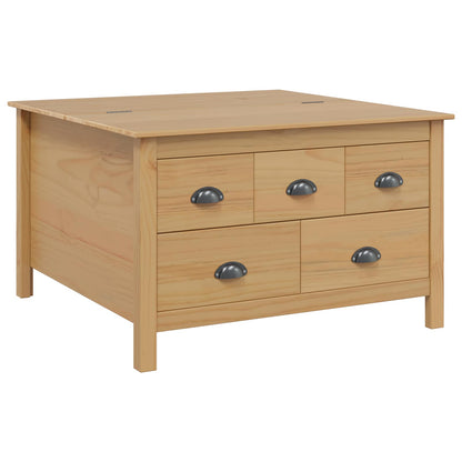 Soffbord Brun med låda Honung Brun 79,5 x 79,5 x 49 cm Massiv furu