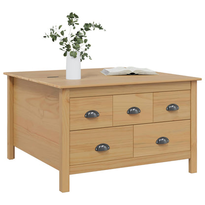 Soffbord Brun med låda Honung Brun 79,5 x 79,5 x 49 cm Massiv furu