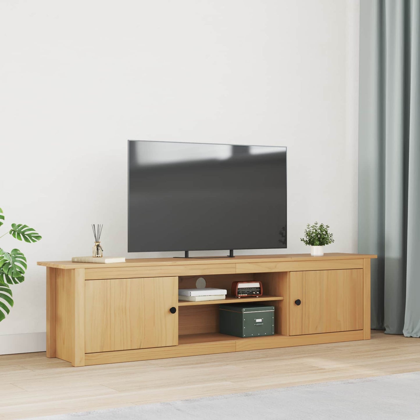 TV-ställ HILL Honung brun 158 x 40 x 39.5 cm Massivt furu