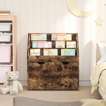 Bokhylla Rökfärgad Ek Barnbokhylla med låda 60 x 29,5 x 69 cm