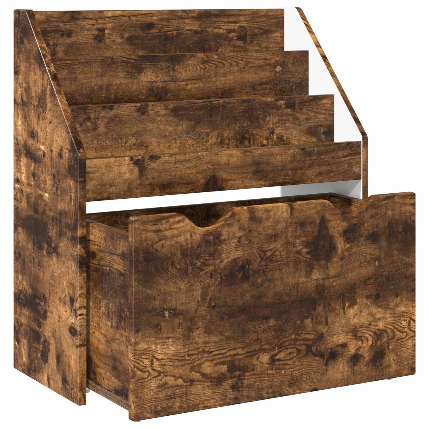 Bokhylla Rökfärgad Ek Barnbokhylla med låda 60 x 29,5 x 69 cm