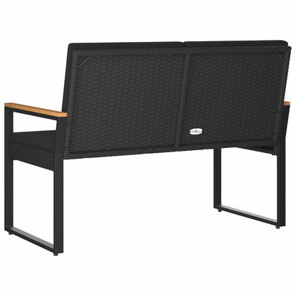 Utomhusbänk med kudde Svart 107 x 61 x 80 cm konstrotting