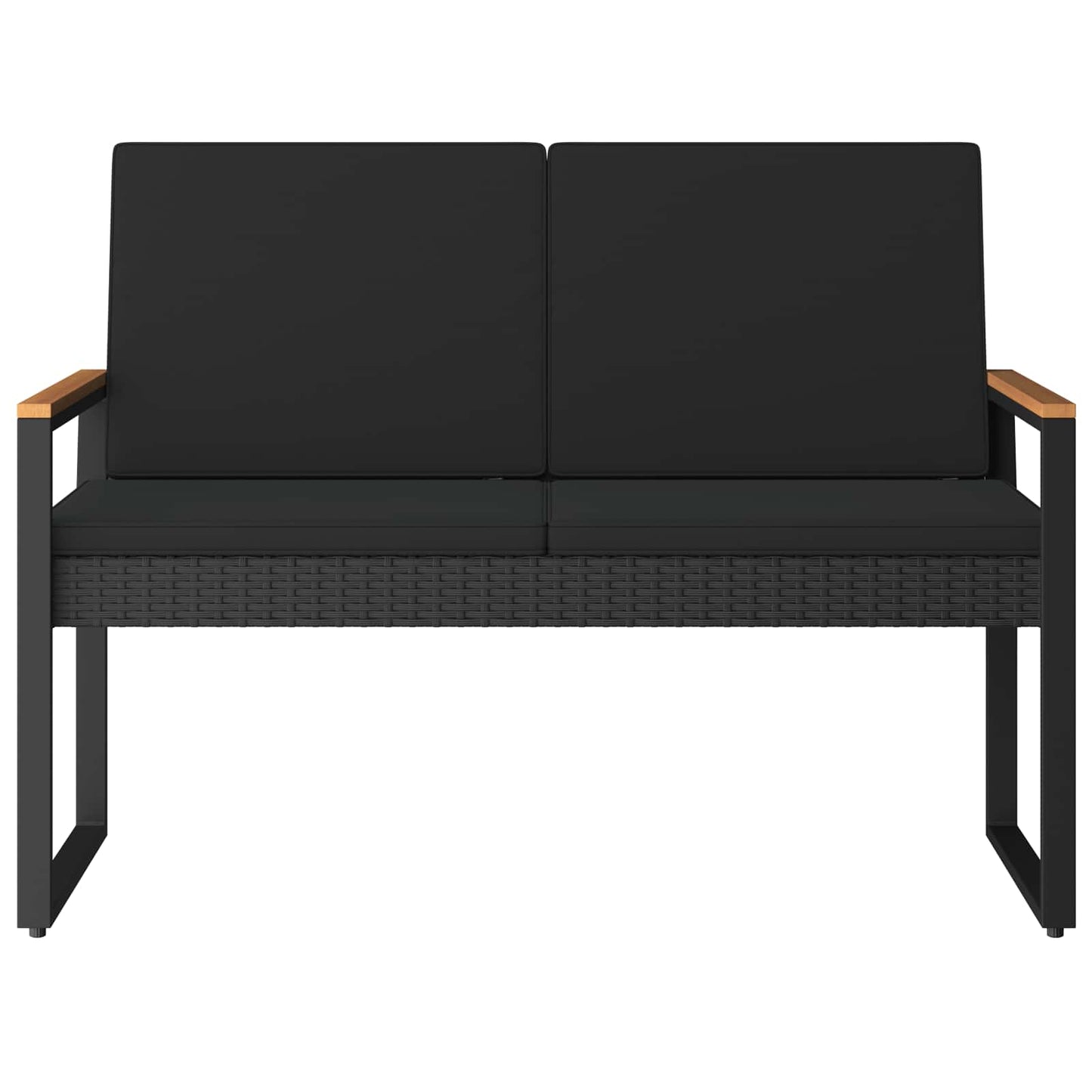 Utomhusbänk med kudde Svart 107 x 61 x 80 cm konstrotting