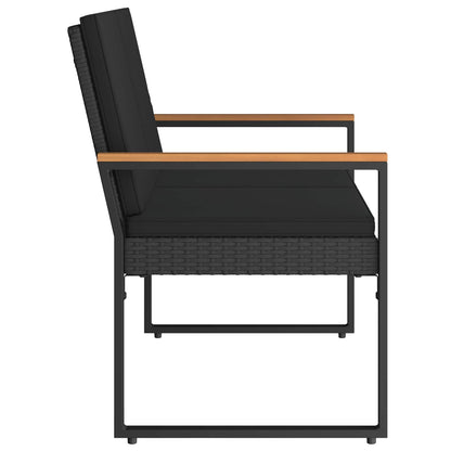 Utomhusbänk med kudde Svart 107 x 61 x 80 cm konstrotting
