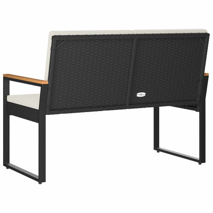 Utomhusbänk Svart och krämvit 107 x 61 x 80 cm konstrotting