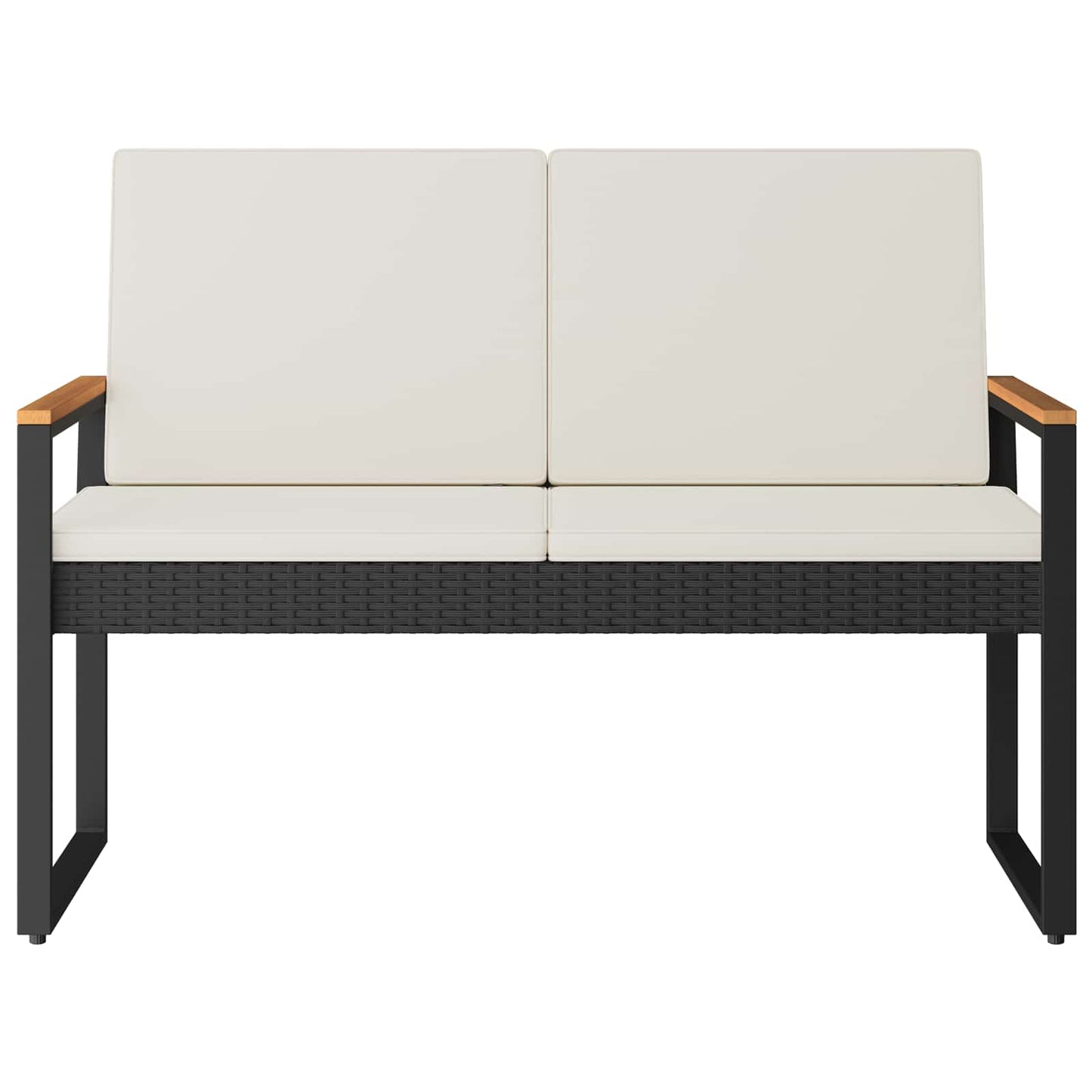 Utomhusbänk Svart och krämvit 107 x 61 x 80 cm konstrotting