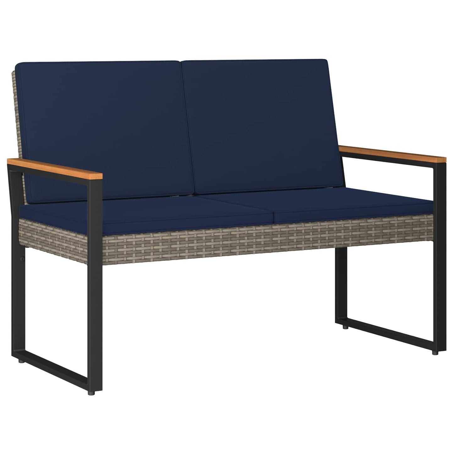 Utomhusbänk Grå och Marinblå 107 x 61 x 80 cm konstrotting