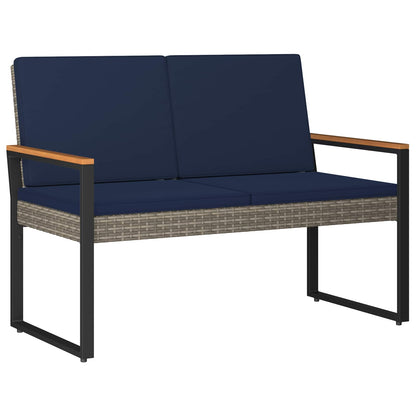 Utomhusbänk Grå och Marinblå 107 x 61 x 80 cm konstrotting