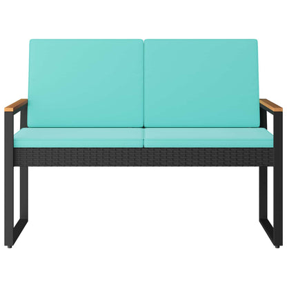 Utomhusbänk Svart och turkos 107 x 61 x 80 cm konstrotting