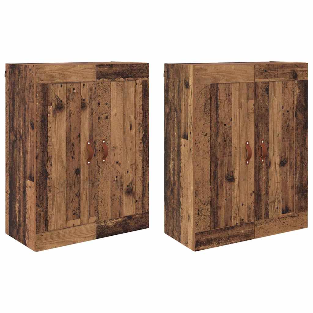 Väggmonterat skåp 2 pcs Gammalt trä 69,5 x 34 x 90 cm