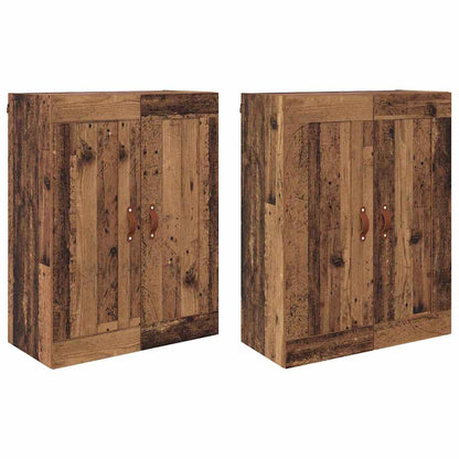 Väggmonterat skåp 2 pcs Gammalt trä 69,5 x 34 x 90 cm