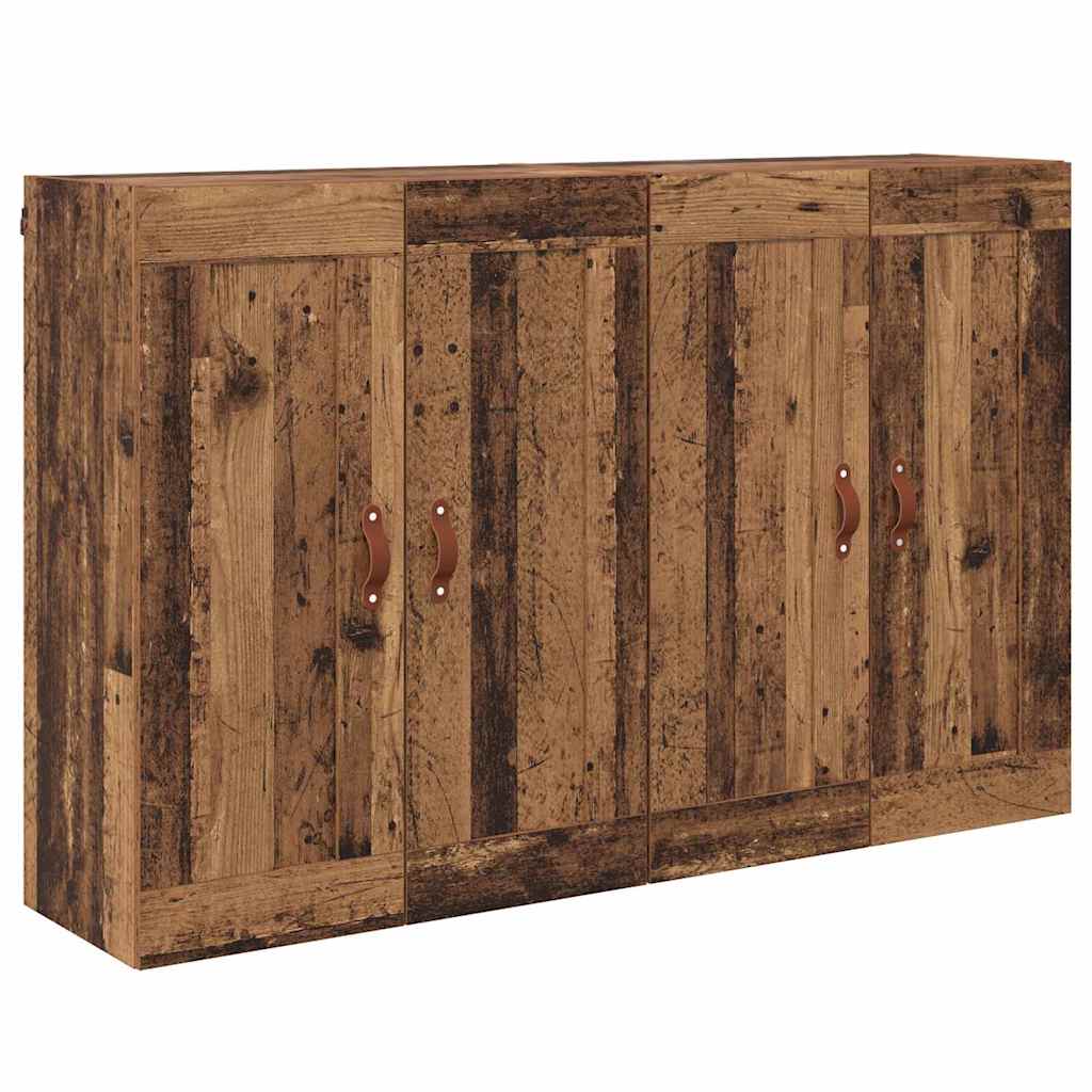 Väggmonterat skåp 2 pcs Gammalt trä 69,5 x 34 x 90 cm