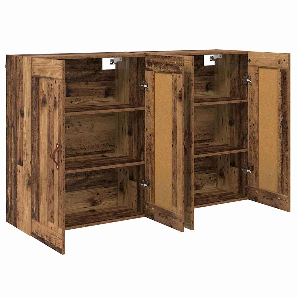 Väggmonterat skåp 2 pcs Gammalt trä 69,5 x 34 x 90 cm