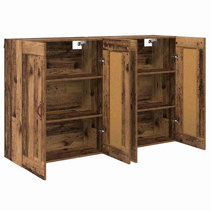 Väggmonterat skåp 2 pcs Gammalt trä 69,5 x 34 x 90 cm