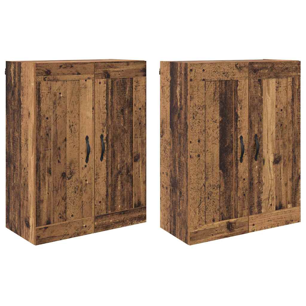 Väggmonterat skåp 2 pcs Gammalt trä 69,5 x 34 x 90 cm