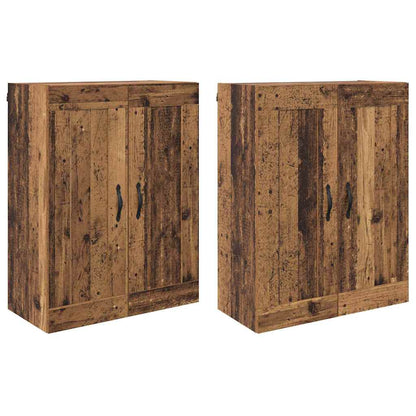 Väggmonterat skåp 2 pcs Gammalt trä 69,5 x 34 x 90 cm