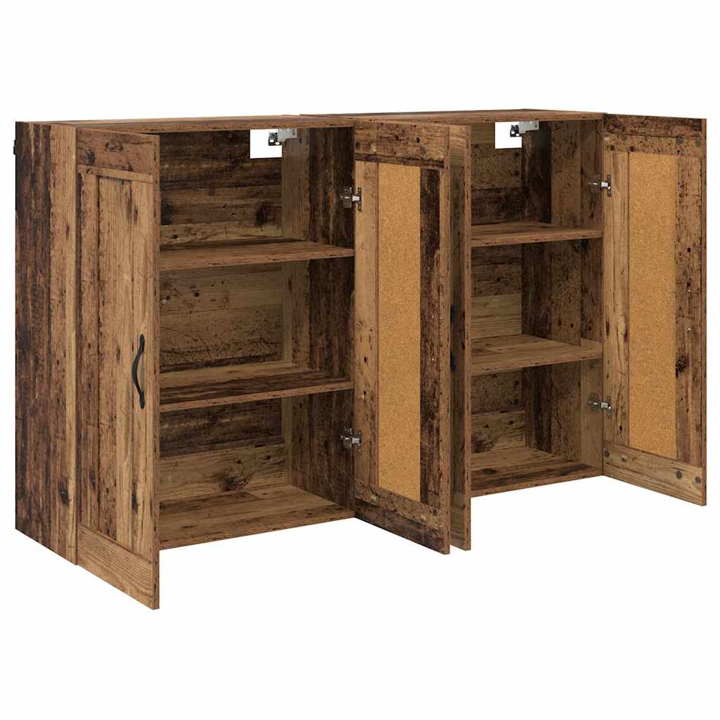 Väggmonterat skåp 2 pcs Gammalt trä 69,5 x 34 x 90 cm