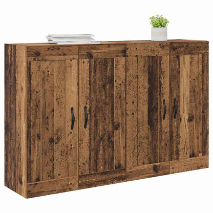 Väggmonterat skåp 2 pcs Gammalt trä 69,5 x 34 x 90 cm