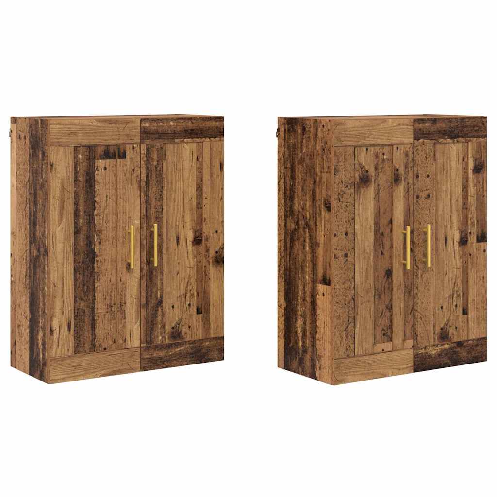 Väggmonterat skåp 2 pcs Gammalt trä 69,5 x 34 x 90 cm