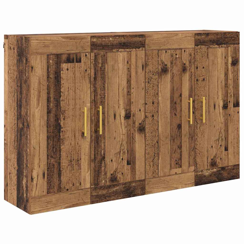 Väggmonterat skåp 2 pcs Gammalt trä 69,5 x 34 x 90 cm