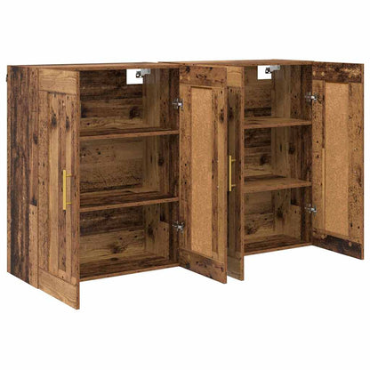 Väggmonterat skåp 2 pcs Gammalt trä 69,5 x 34 x 90 cm