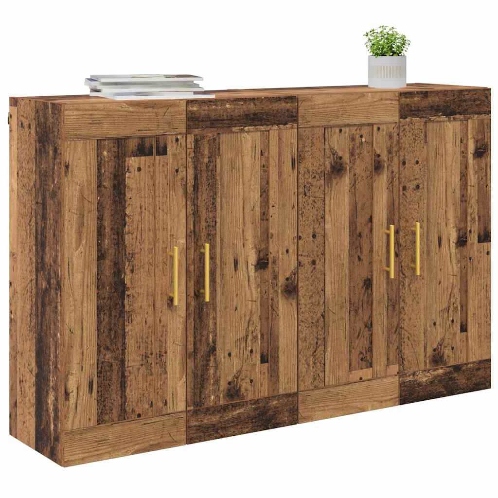 Väggmonterat skåp 2 pcs Gammalt trä 69,5 x 34 x 90 cm