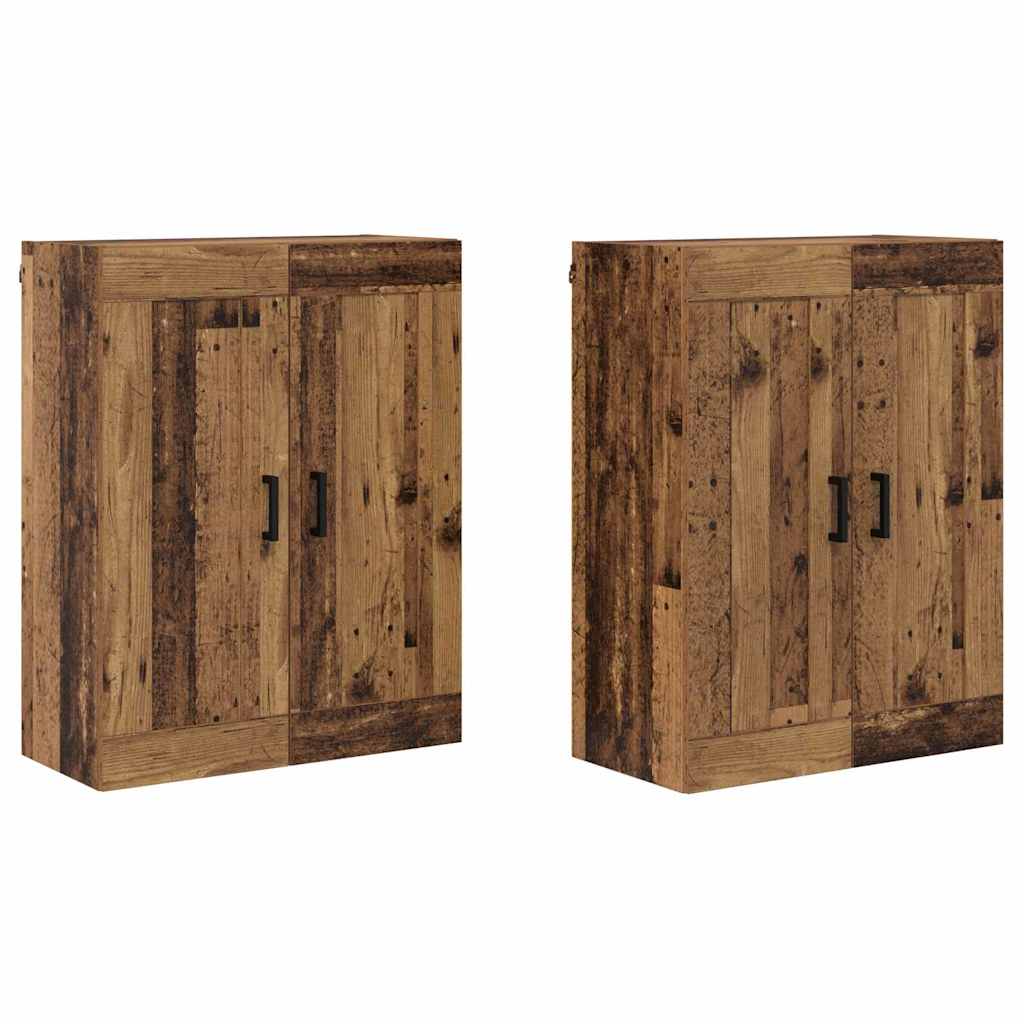 Väggmonterat skåp 2 pcs Gammalt trä 69,5 x 34 x 90 cm