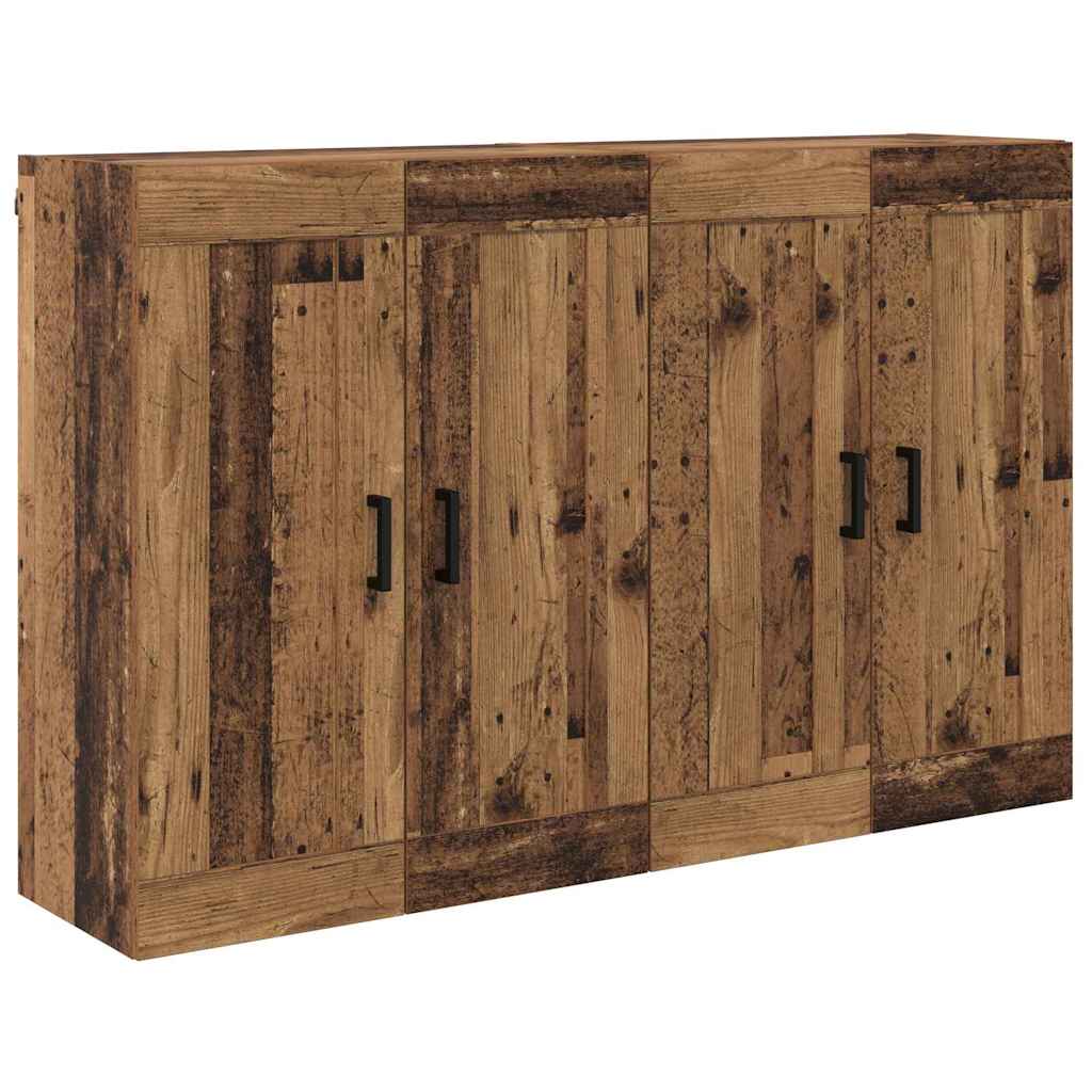 Väggmonterat skåp 2 pcs Gammalt trä 69,5 x 34 x 90 cm