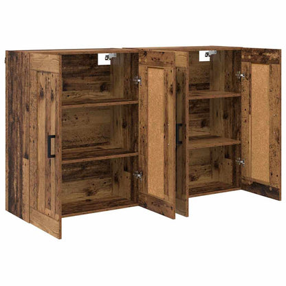 Väggmonterat skåp 2 pcs Gammalt trä 69,5 x 34 x 90 cm