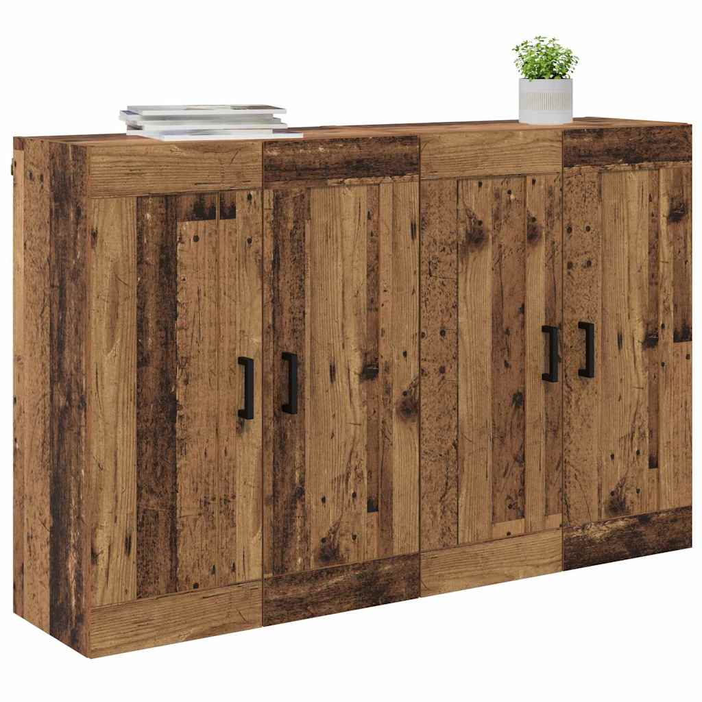 Väggmonterat skåp 2 pcs Gammalt trä 69,5 x 34 x 90 cm
