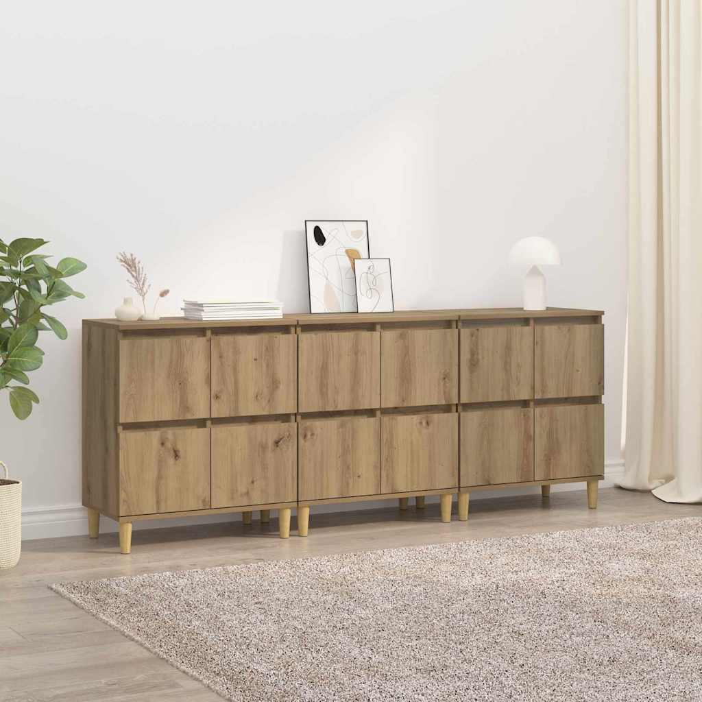 Skåp 3 pcs Artisan Ek 60 x 35 x 70 cm Konstruerat trä