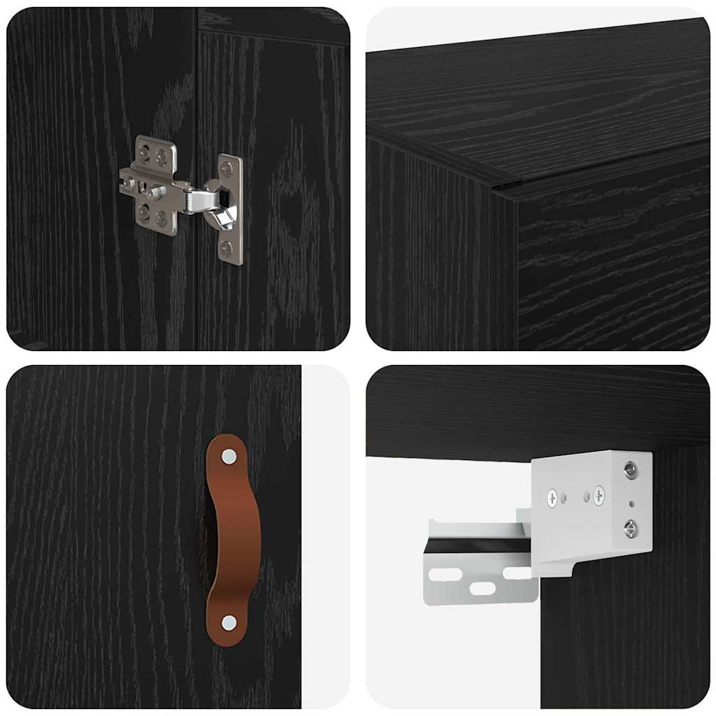 Väggmonterat skåp Väggmonterad 2 pcs Svart Ek 69,5 x 34 x 90 cm