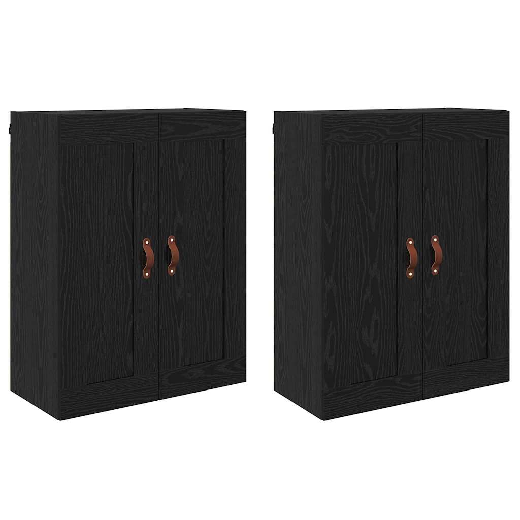 Väggmonterat skåp Väggmonterad 2 pcs Svart Ek 69,5 x 34 x 90 cm