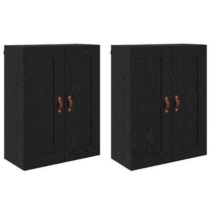 Väggmonterat skåp Väggmonterad 2 pcs Svart Ek 69,5 x 34 x 90 cm