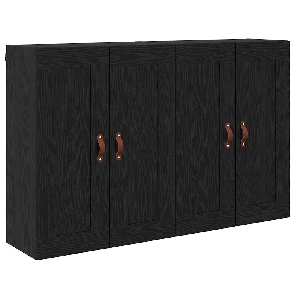 Väggmonterat skåp Väggmonterad 2 pcs Svart Ek 69,5 x 34 x 90 cm