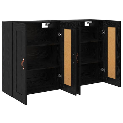 Väggmonterat skåp Väggmonterad 2 pcs Svart Ek 69,5 x 34 x 90 cm