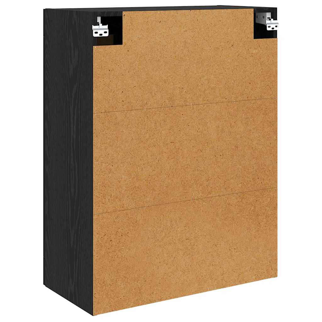 Väggmonterat skåp Väggmonterad 2 pcs Svart Ek 69,5 x 34 x 90 cm