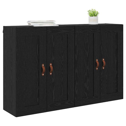 Väggmonterat skåp Väggmonterad 2 pcs Svart Ek 69,5 x 34 x 90 cm