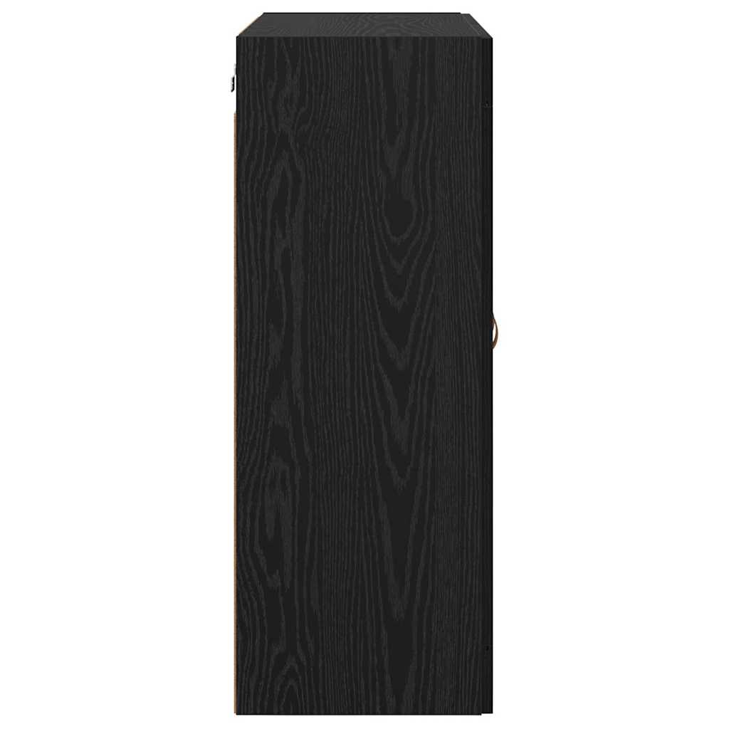 Väggmonterat skåp Väggmonterad 2 pcs Svart Ek 69,5 x 34 x 90 cm