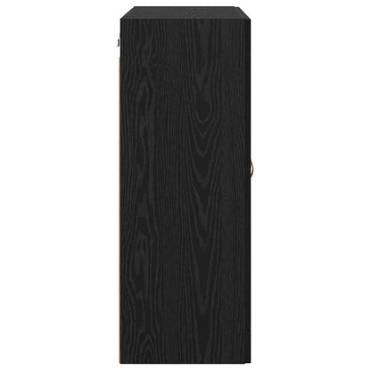 Väggmonterat skåp Väggmonterad 2 pcs Svart Ek 69,5 x 34 x 90 cm