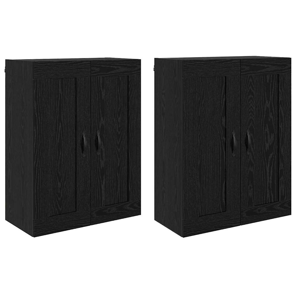 Väggmonterat skåp Väggmonterad 2 pcs Svart Ek 69,5 x 34 x 90 cm