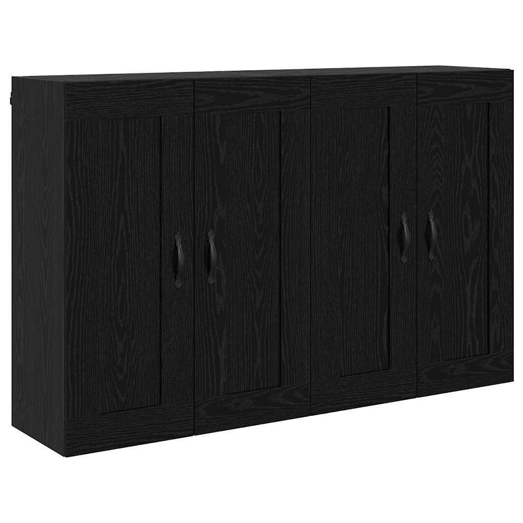 Väggmonterat skåp Väggmonterad 2 pcs Svart Ek 69,5 x 34 x 90 cm