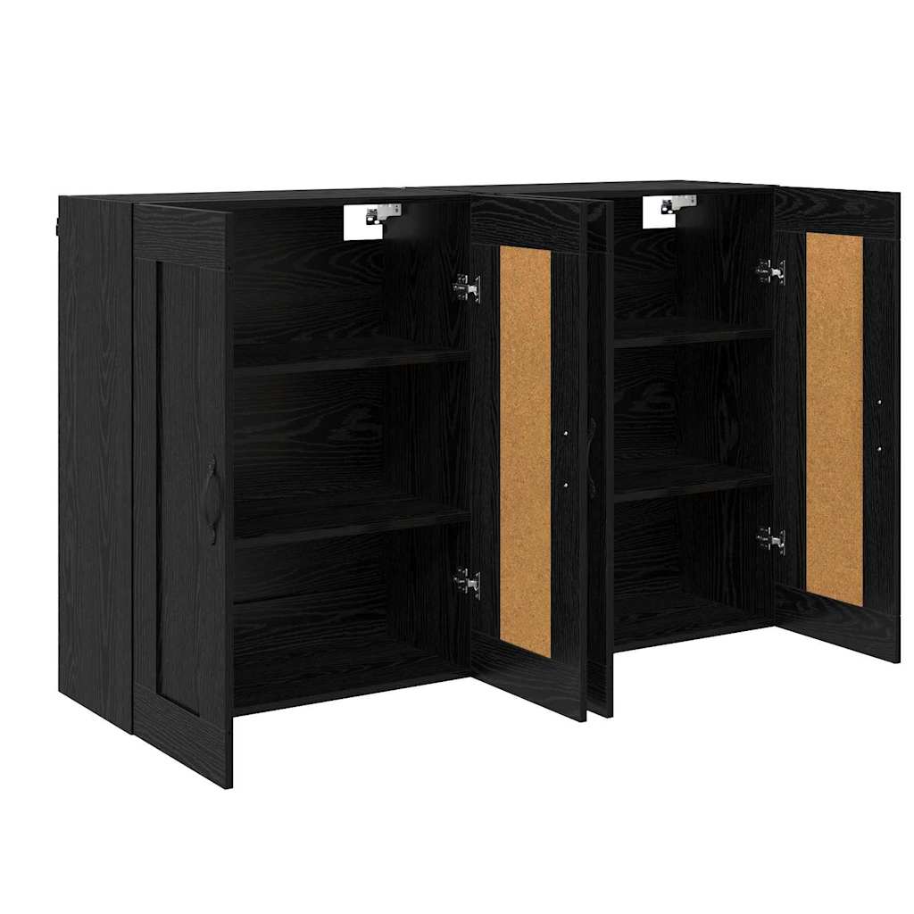 Väggmonterat skåp Väggmonterad 2 pcs Svart Ek 69,5 x 34 x 90 cm