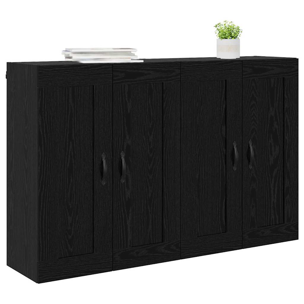 Väggmonterat skåp Väggmonterad 2 pcs Svart Ek 69,5 x 34 x 90 cm
