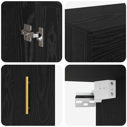 Väggmonterat skåp Väggmonterad 2 pcs Svart Ek 69,5 x 34 x 90 cm