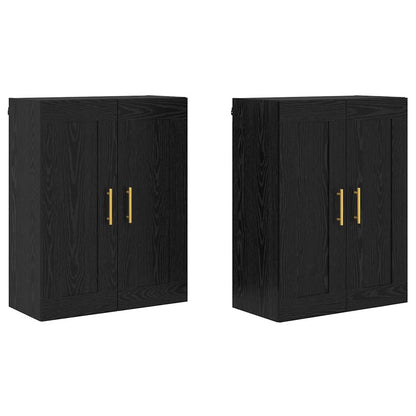 Väggmonterat skåp Väggmonterad 2 pcs Svart Ek 69,5 x 34 x 90 cm