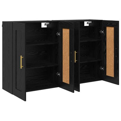 Väggmonterat skåp Väggmonterad 2 pcs Svart Ek 69,5 x 34 x 90 cm
