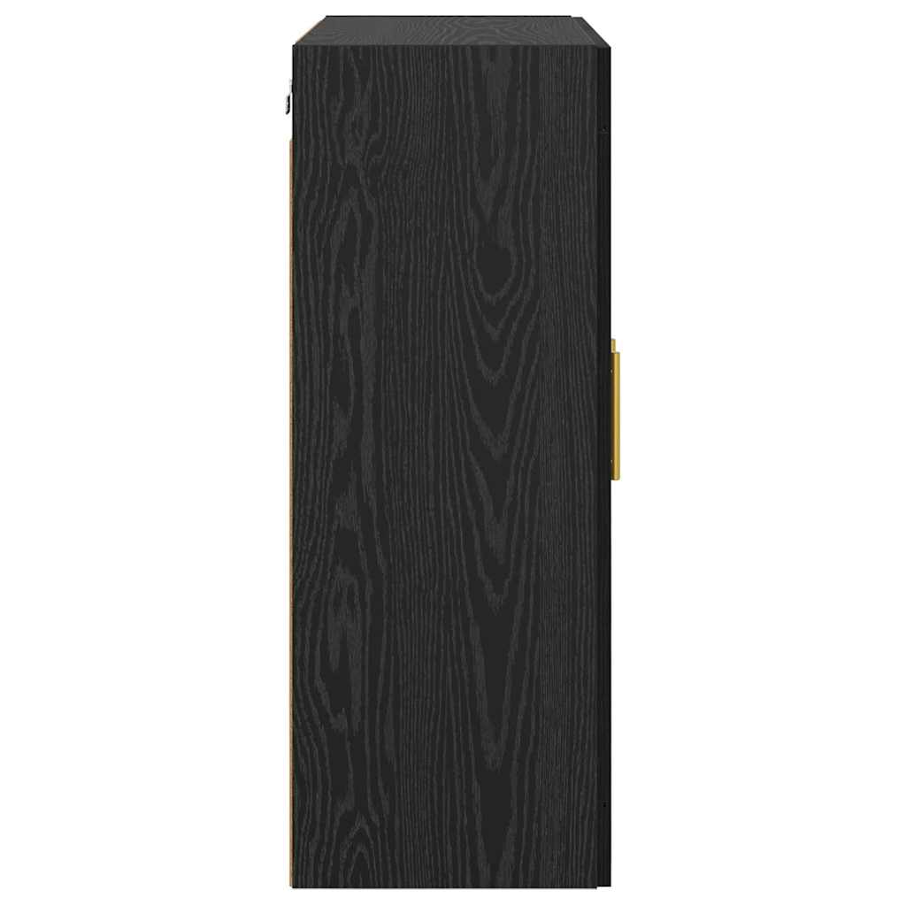 Väggmonterat skåp Väggmonterad 2 pcs Svart Ek 69,5 x 34 x 90 cm