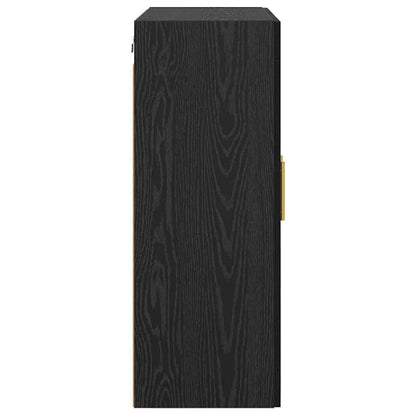 Väggmonterat skåp Väggmonterad 2 pcs Svart Ek 69,5 x 34 x 90 cm