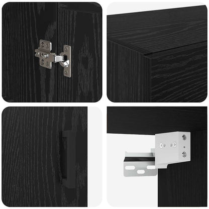 Väggmonterat skåp Väggmonterad 2 pcs Svart Ek 69,5 x 34 x 90 cm